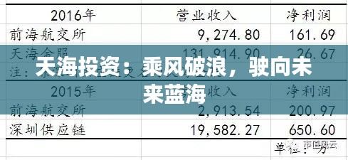 天海投资：乘风破浪，驶向未来蓝海