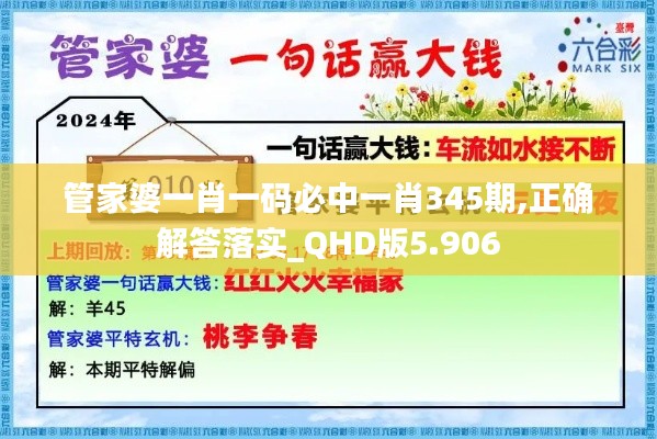管家婆一肖一码必中一肖345期,正确解答落实_QHD版5.906