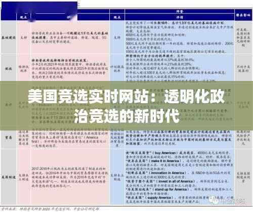 美国竞选实时网站:透明化政治竞选的新时代