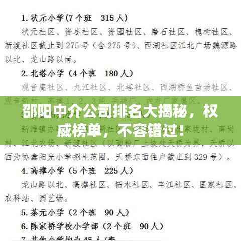 邵阳中介公司排名大揭秘，权威榜单，不容错过！